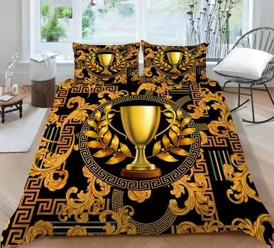 3D пододеяльник с золотой чашкой в стиле ретро, комплект постельного белья, покрывала для женщин и девочек, домашний декор для спальни, постельное белье королевского двойного размера UK Single 135x200cm