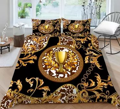 3D пододеяльник Золотой Трофей Высокое качество Роскошный комплект постельного белья Чехлы для мужчин и женщин Домашний текстиль King Queen Size Постельное белье UK Single 135x200cm