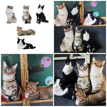 3D Подушка для кошек, игрушка-подушка в виде животного, мягкая подушка с изображением кошки, диванная подушка для автомобиля, 2024 г., популярная 3D Подушка с принтом животных
