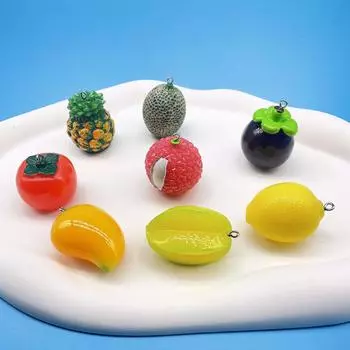 3D-подвеска-брелок с фруктами из смолы: Личи и лимон DIY ювелирные аксессуары
