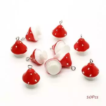 3D Подвеска Красный Гриб Смола Подвеска Гриб DIY Ювелирные Аксессуары DIY Серьга Изготовление Ювелирных Изделий 10Pcs