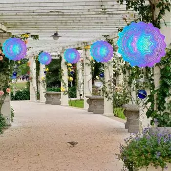 3D подвесной ветряной вертушка из нержавеющей стали, светоотражающий ветряной вертушка, кинетическое художественное украшение для сада с S-образным крючком для внутреннего окна, двора, балкона I