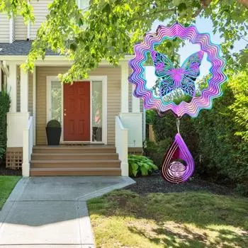 3D подвесной ветряной вертушка из нержавеющей стали, светоотражающий ветряной вертушка, кинетическое художественное украшение для сада с S-образным крючком для внутреннего окна, двора, балкона E