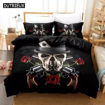 3D Poker Bedding Sets Duvet Cover Set With Pillowcase Twin Full Queen King Bedclothes Bed Linen EU Single 135x200cm