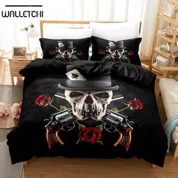 3D Poker Bedding Sets Duvet Cover Set With Pillowcase Twin Full Queen King Bedclothes Bed Linen EU single(135x200cm)
