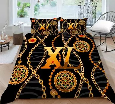 3D покрывала с золотой цепочкой, модный комплект постельного белья, женские и мужские покрывала, домашний текстиль, пододеяльники, королевский размер UK Single 135x200cm
