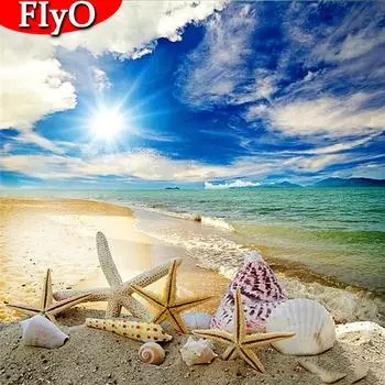 3D полная дрель алмазная живопись ракушка картина горный хрусталь Алмазная вышивка пейзаж приморская мозаика пляж домашний декор Full Round 30x30CM