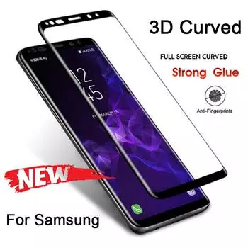 3D полностью изогнутый экран из закаленного стекла для Samsung Galaxy S8 S9 Plus S7 Edge Note 8 9 Защитная пленка Samsung S8 чёрный