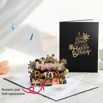 3D Pop Up открытки на день рождения Поздравительная открытка с тортом на день рождения и поздравительной открыткой