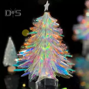 3D Pop Up Рождественская елка Мини Неоновая Пленка Дерево Поздравительная Открытка Конверт Набор Праздничный Декор Для Рабочего Стола Для Домашнего Офиса Вечеринок серебряный