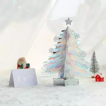 3D Pop Up Рождественская елка Мини Неоновая Пленка Дерево Поздравительная Открытка
