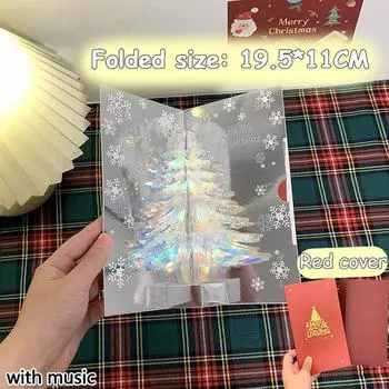 3D Pop Up Рождественская открытка с музыкой Счастливого Рождества Поздравительная открытка Рукописные благословения Пригласительные открытки Подарки на День благодарения