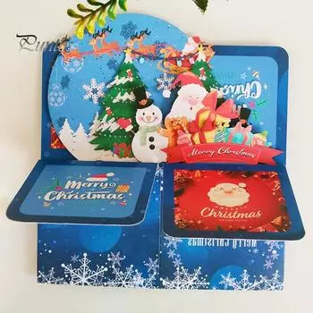 3D Pop Up Рождественская открытка Забавная Рождественская Поздравительная Открытка Подарочная Коробка Складная Рождественская Открытка С Дедом Морозом в Коробке A