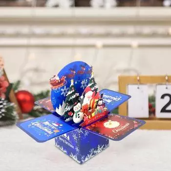 3D Pop Up рождественские открытки Поздравительная 3D открытка ручной работы Подарочная коробка с конвертами Складные рождественские праздничные открытки для семьи и друзей B