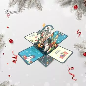 3D Pop Up рождественские открытки Поздравительная 3D открытка ручной работы Подарочная коробка с конвертами Складные рождественские праздничные открытки для семьи и друзей A