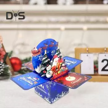 3D Pop Up рождественские открытки Поздравительная 3D открытка ручной работы Подарочная коробка с конвертами Складные рождественские праздничные открытки для семьи и друзей A