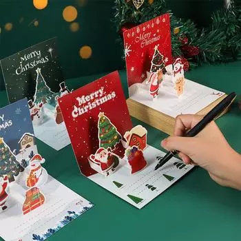 3D Pop UP рождественские поздравительные открытки с конвертом для друзей, семьи, благословения, открытки на день рождения, новый год, рождественские подарки, украшения