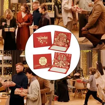 3D Popup Открытка на китайский Новый год 2025 Год Змеи Поздравительная открытка с конвертом Подарок ручной работы на праздник Весны B