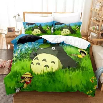3D Постельное белье Мой сосед Тоторо Комплекты Пододеяльник Комплект с Наволочкой Твин Полный Королева King Постельное белье AU single 140x210