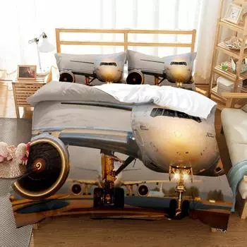 3D постельное белье с принтом «Самолет голубое небо» двуспальное постельное белье для мальчиков детский самолет пододеяльник комплект самолеты домашний текстиль постельное белье 135X200cm-2pcs