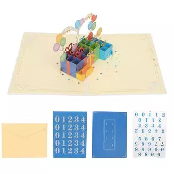 3D поздравительная открытка Изысканная красивая 3D открытка на день рождения с конвертом и номерами открыток