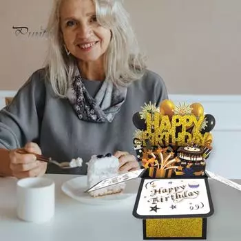 3D поздравительная открытка с конвертом, блестящий яркий цвет, ручная работа, поздравительная открытка-сюрприз, уникальный подарок на день рождения синий