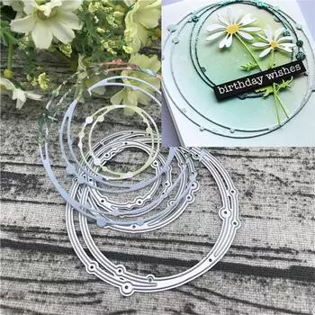 3D Пятнистая линия Круг Металлический трафарет Форма Вырубные штампы Украшения Альбом для скрапбукинга Бумага Ремесло Тиснение DIY Поделки из открыток One Size серебряный