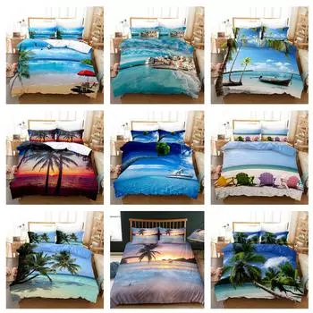 3D праздничный стиль постельного белья пляжный кокосовый лист пододеяльник наволочка 2/3 шт. AU/DE/US/UK/EU полноразмерный декоративный пододеяльник Baby 100x135cm