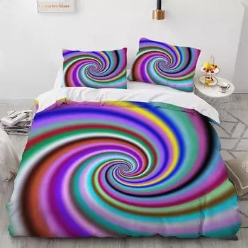 3D Print Abstract Psychedelic Swirl Duvet Cover Set Rainbow Stripe Art Design King Queen Size for Kids Boy Polyester Bedding Set 70x133cm 2pcs