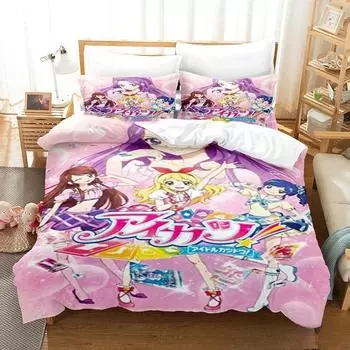 3D Print Anime Aikatsu Bedding Set Duvet Cover Bed Set Quilt Cover Pillowcase Comforter king Queen Size Boys Adult Bedding Set EU Twin 135x200cm