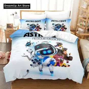 3D Print Anime Astro Bot Bedding Set Single Twin Full Queen King Size Bed Set Adult Kid Bedroom Duvet cover Sets Home Textiles EU Single 90x200cm