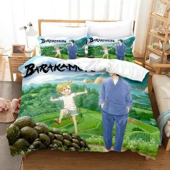 3D-принт аниме Barakamon комплект постельного белья односпальный двуспальный двуспальный двуспальный комплект для взрослых и детей спальня пододеяльник комплекты домашнего текстиля US Queen 228x228cm