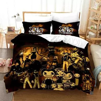3D Print Anime BENDY Bedding Set Single Twin Full Queen King Size Kawaii BatlM Bed Set Adult Kid Bedroom Duvet cover Sets 70x133cm 2pcs