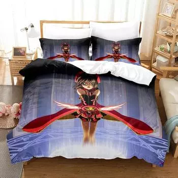 3D Print Anime Card Captor Sakura Bedding Set Boys Girls Twin Queen Size Duvet Cover Pillowcase Bed Kids Adult EU Single 135x200cm