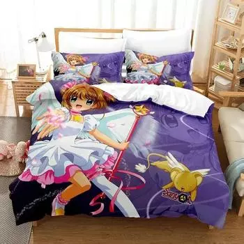 3D Print Anime Cardcaptor Sakura Bedding Set Duvet Cover Bed Set Quilt Cover Pillowcase Comforter king Queen Size Boys Adult 70x133cm 2pcs