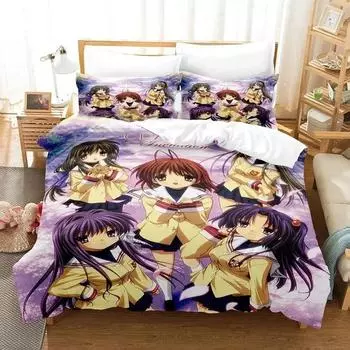 3D Print Anime CLANNAD Bedding Set Duvet Cover Bed Set Quilt Cover Pillowcase Comforter king Queen Size Boys Adult Bedding Set 70x133cm 2pcs
