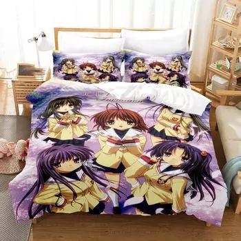 3d Print Anime Clannad Nagisa Furukawa Bedding Set Boys Girls Twin Queen Size Duvet Cover Pillowcase Bed Kids Adult Home Textile EU SK(260x220cm)