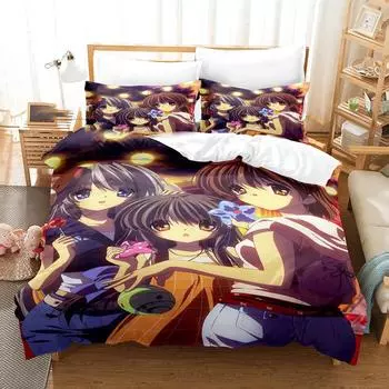 3d Print Anime Clannad Nagisa Furukawa Bedding Set Boys Girls Twin Queen Size Duvet Cover Pillowcase Bed Kids Adult Home Textile EU Twin 135x200cm