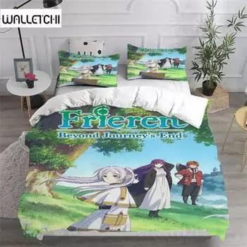 3D-принт аниме Frieren комплект постельного белья, пододеяльник, одеяло, комплект постельного белья, наволочка, размер King Queen Twin для мальчиков и девочек для взрослых 135x200cm 2pcs