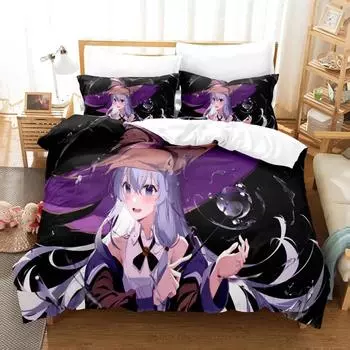 3D Print Anime Girl The Journey Of Elaina Bedding Sets Duvet Cover Set With Pillowcase Twin Full Queen King Bedclothes Bed Linen 70x133cm 2pcs