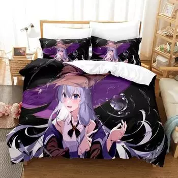 3D Print Anime Girl The Journey Of Elaina Bedding Sets Duvet Cover Set With Pillowcase Twin Full Queen King Bedclothes Bed Linen 70x133cm 2pcs