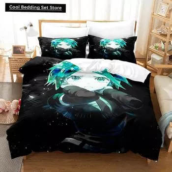 3D Print Anime Houseki no Kuni 2/3pcs Bedding Set Single Twin Full Queen King Size Bed Set Adult Kid Bedroom Duvet cover Sets EU single(135x200cm)