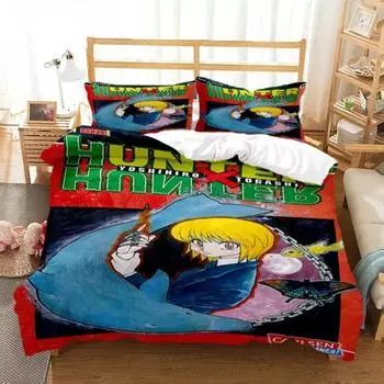 3D Print Anime HUNTER HUNTER Bedding Set Boys Girls Twin Queen Size Duvet Cover Pillowcase Bed Kids Adult Fashion Home Textiles EU Twin 135x200cm