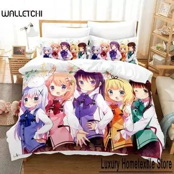 3D Print Anime Is the order a rabbit Bedding Set Single Twin Full Queen King Size Bed Set Adult Kid Bedroom Duvet cover Sets 70x133cm 2pcs