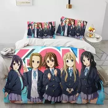 3D-принт аниме K-ON милый кавайный комплект постельного белья для девочек пододеяльник постельный комплект пододеяльник наволочка одеяло king size queen для мальчиков взрослый EU Single 135x200cm