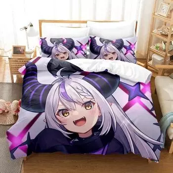 3D-принт аниме Kawaii Girl La+Darknesss Комплект постельного белья Single Twin Full Queen King Size Комплект постельного белья Adult Kid Bedroom Набор пододеяльников EU Twin 135x200cm