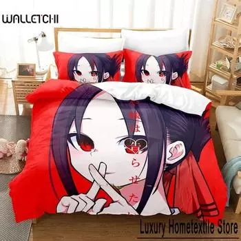 3D Print Anime Kawaii Girls Kaguya-sama Love is War Bedding Set Cartoon Anime three-piece set Adult Kid Bedroom Duvet cover Sets 70x133cm 2pcs
