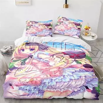 3D Print Anime Kawaii Sexy Girl Bedding Set,Duvet Cover Comforter Bed Set Quilt Cover Pillowcase,King Queen Twin Size Boys Girls 135x200cm 2pcs