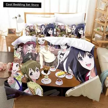 3D Print Anime Kawaii Wake Up, Girls! Bedding Set Single Twin Full Queen King Size Bed Set Adult Kid Bedroom Duvet cover Sets EU single(135x200cm)