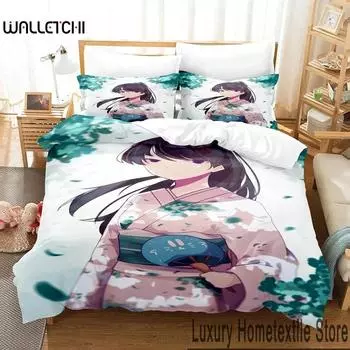 3D Print Anime Komi Cant Communicate Bedding Set Double Twin King Duvet Cover Comforter Pillowcase Boys Girls Adults Bedroom EU Single 135x200cm
